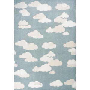 Hedwig High-low Youth Cloud Scandi Rug Blue/Ivory 4 ft. x 6 ft. Indoor/Outdoor Area Rug
