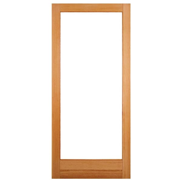 Builders Choice 28 in. x 80 in. Solid Core 1 Lite Clear Glass Unfinished Fir Wood Interior Door Slab