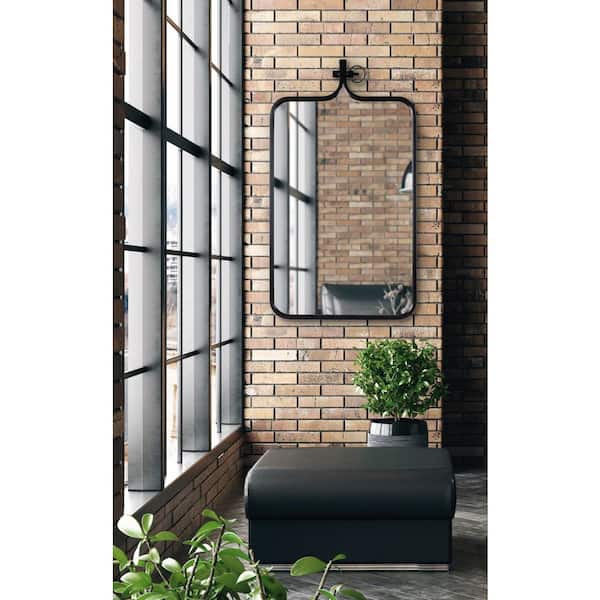 Yitro 35 in. H x 20 in. W Modern Rectangle Framed Black Wall Mirror