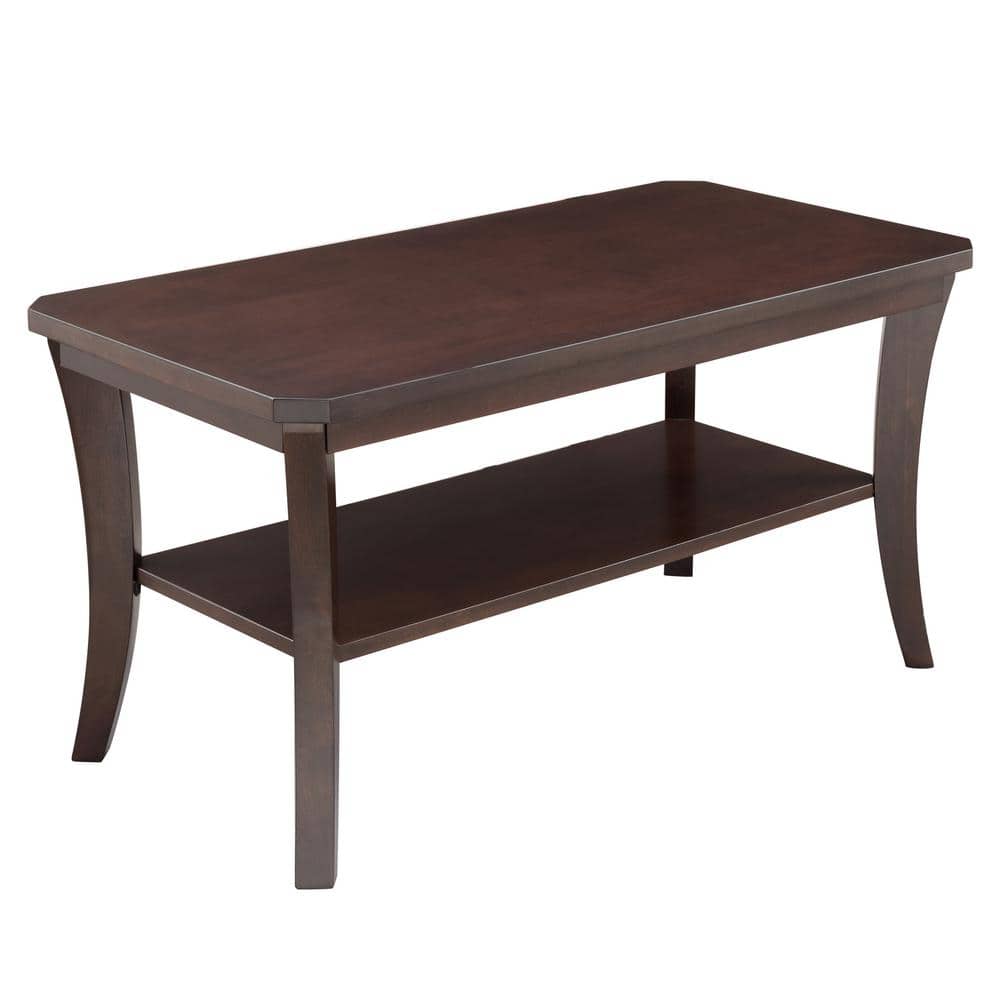 Leick Home Boa 38 in. L Chocolate Cherry Rectangle Wood Coffee Table with  Shelf 10303 The Home Depot