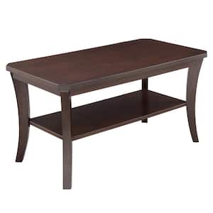 Boa 38 in. L Chocolate Cherry Rectangle Wood Coffee Table with Shelf