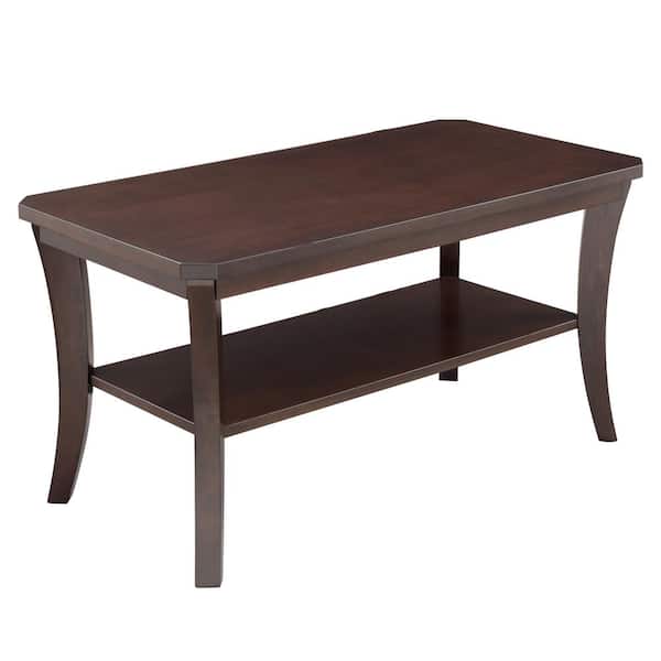 Leick Home Boa 38 in. L Chocolate Cherry Rectangle Wood Coffee Table with Shelf
