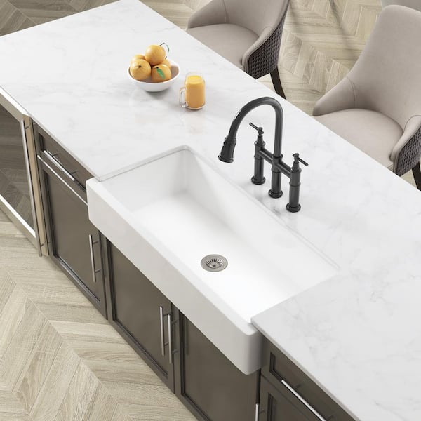 37 in. Farmhouse Single Bowl White Ceramic Kitchen Sink TYDTKS03