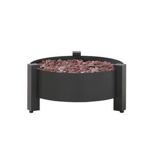 Paisley 31 in. Round Powder Coated Steel Gas Fire Pit in Charcoal