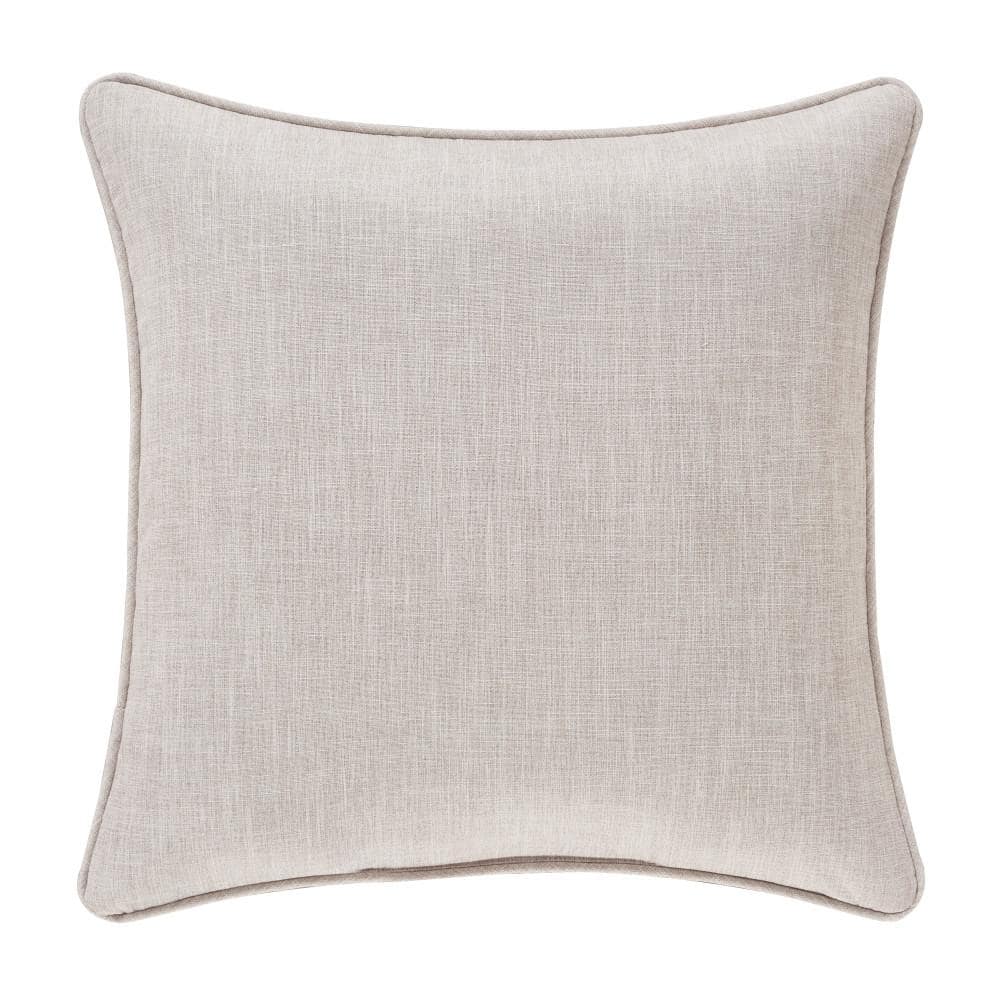 Beige Embroidered Damask 20" Square Throw Pillow