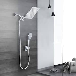 6-Spray Patterns with 2.5 GPM 10 in. Wall Mount Square Dual Shower Heads with Hand Shower Faucet in Chrome