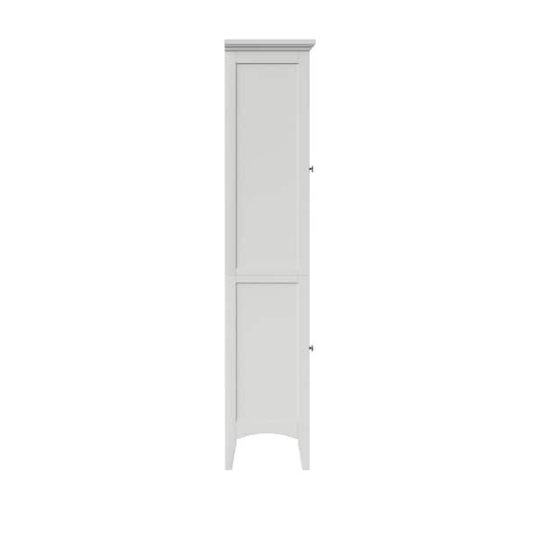 Glancy 15 in. W x 13 in. D x 63 in. H Freestanding Bathroom Storage Slim Linen Cabinet with 2-Shutter Doors in White
