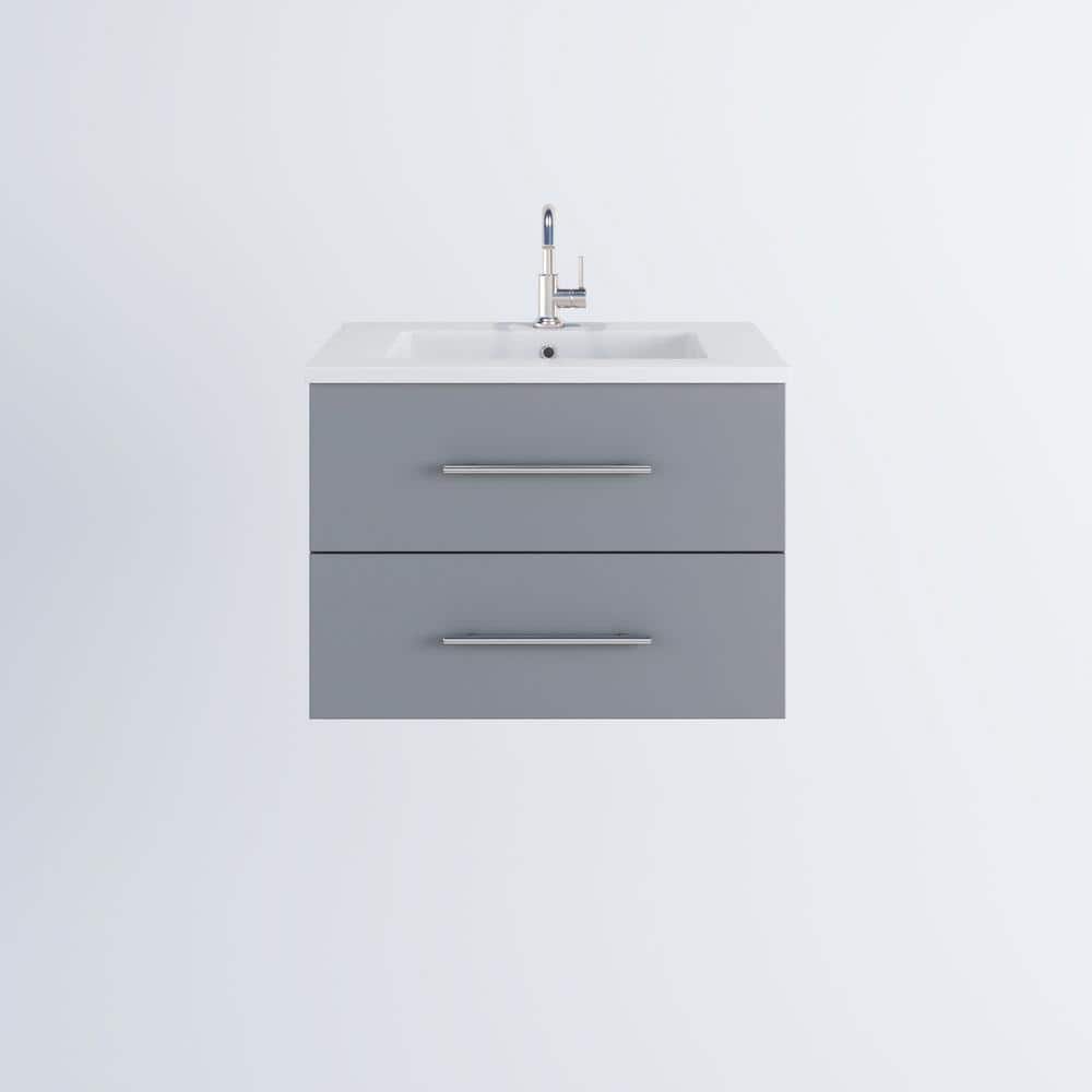 Napa 30 in. W x 20 in. D Single Sink Bathroom Vanity Wall Mounted In Gray with Acrylic Integrated Countertop price history on PriceWatchPro
