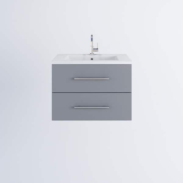 VOLPA USA AMERICAN CRAFTED VANITIES Napa 30 in. W x 20 in. D Single Sink Bathroom Vanity Wall Mounted In Gray with Acrylic Integrated Countertop