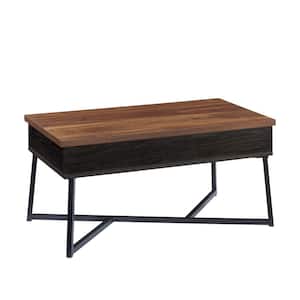 Canton Lane 35 in. Brew Oak Rectangle Composite Coffee Table with Lift-Top and Metal Frame