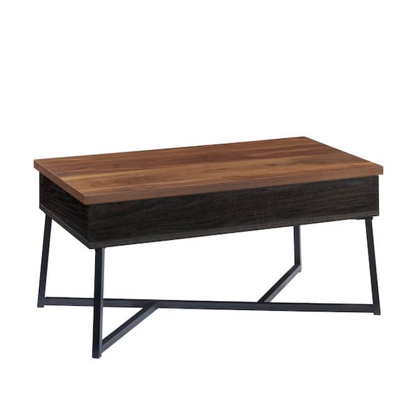SAUDER Canton Lane 35 in. Brew Oak Rectangle Composite Coffee Table with Lift-Top and Metal Frame