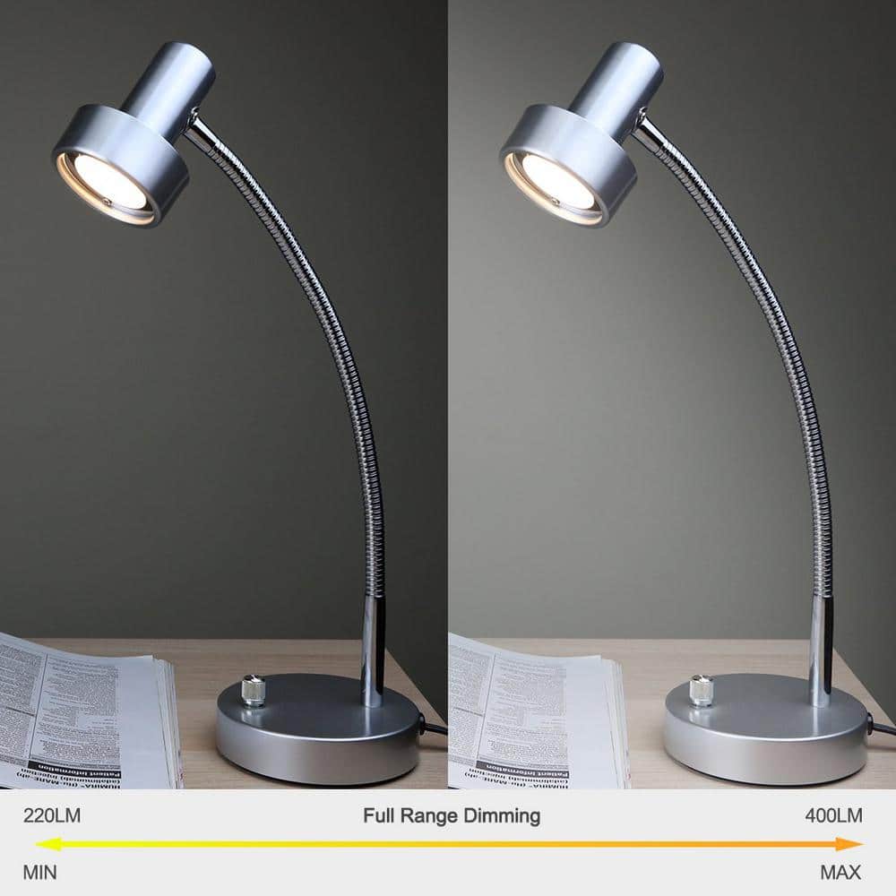 Silver Adjustable Aluminum LED Desk Lamp with USB Port
