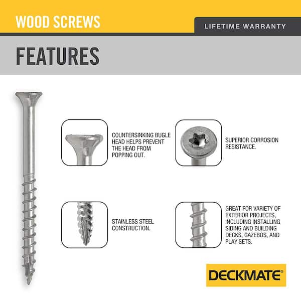 #10 x 2-1/2 in. Torx Flat-Head 305-Stainless Steel Wood Deck Screws (5 lbs. / 378-Piece)