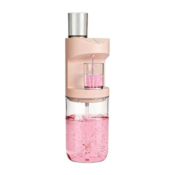 19.4 oz. Automatic Mouthwash Dispenser for Bathroom with Magnetic Cups, Wall Mounted Dispenser, All Age Groups, Pink
