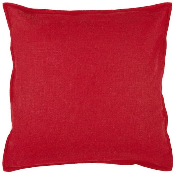 Red Solid Polyester 20 in. x 20 in. Throw Pillow