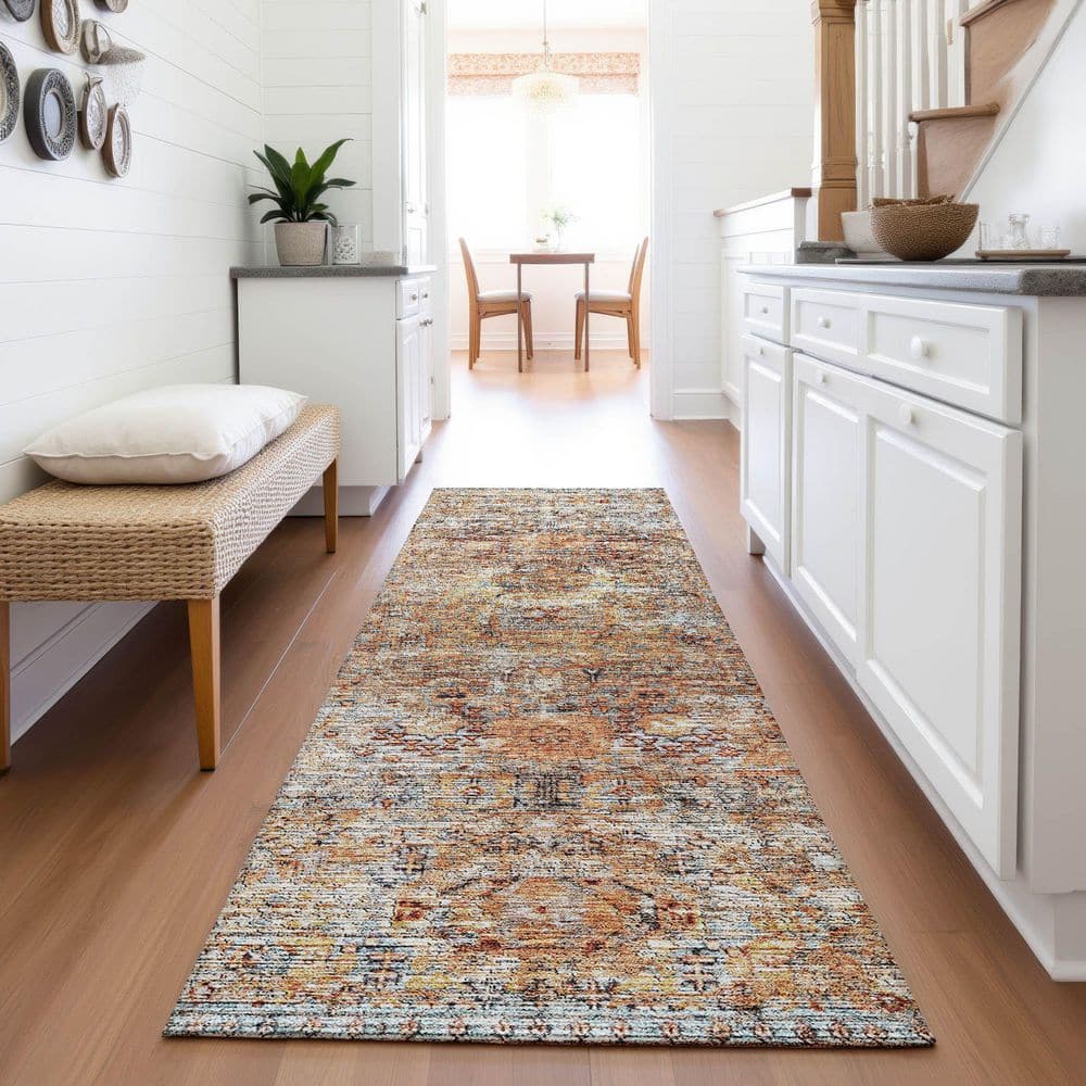 Mayfield Premium Machine Washable Abstract AMF1143 Coral 2 ft. 3 in. x 7 ft. 6 in. Runner Rug price history on PriceWatchPro