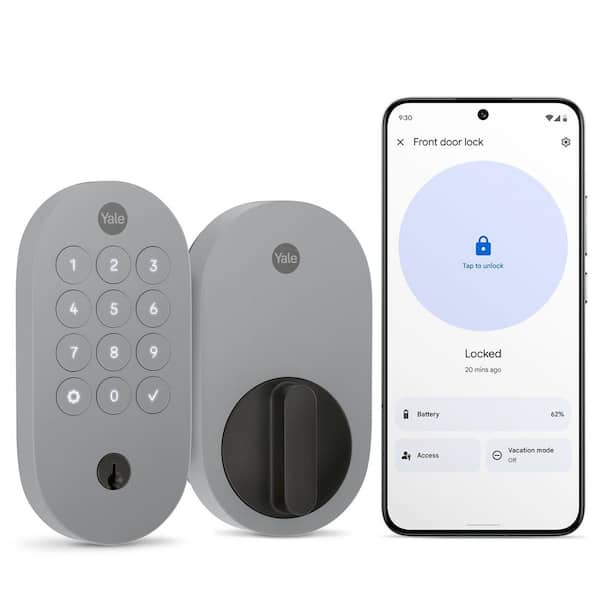 Smart Lock with Matter; Electronic Single Cylinder Deadbolt with Pushbutton Keypad; Ash