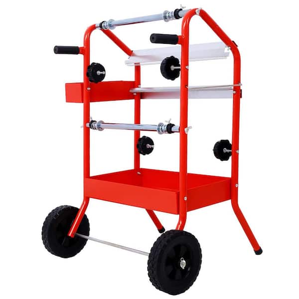 Ami Red Mobile 18 in. Multi-Roll Masking Paper Machine with Storage Trays Industrial Use Hand Trucks