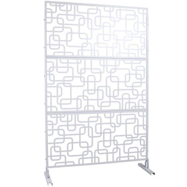 Miscool Anky 76 in. H x 48 in. W Steel Garden Fence, Metal Privacy Screens and Panels with Free Standing in White