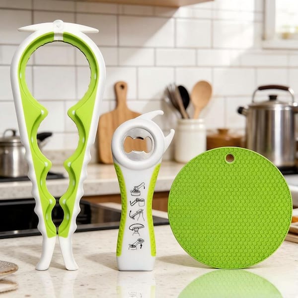 Wudkey 5 in 1 Plastic Multi‑Use Jar Opener for Weak Hands and