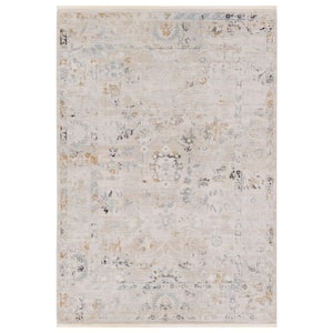 Trifine Gray/Cream 9 ft. x 12 ft. Floral Area Rug