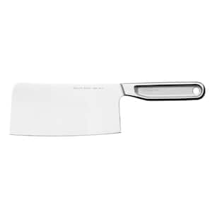 All Steel 6.3 in. High-Carbon Steel Partial Tang Flat Edge Cleaver Knife with Stainless Steel Handle (Single)