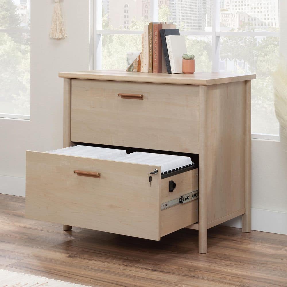 Natural Maple 2-Drawer Lockable Lateral File Cabinet