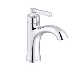 Northerly Single Handle Single Hole Bathroom Faucet with Deckplate Included and Touch Down Drain Included in Chrome