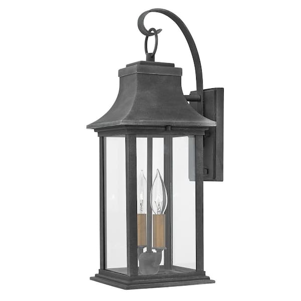 HINKLEY Adair Medium 2-Light Aged Zinc Outdoor Wall Lantern