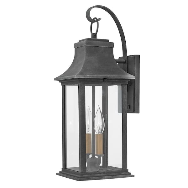 HINKLEY - Adair Medium 2-Light Aged Zinc Outdoor Wall Lantern