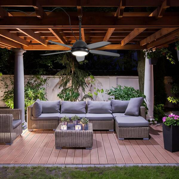 Sofucor 52 in. Outdoor Black Waterproof Standard Downrod Ceiling