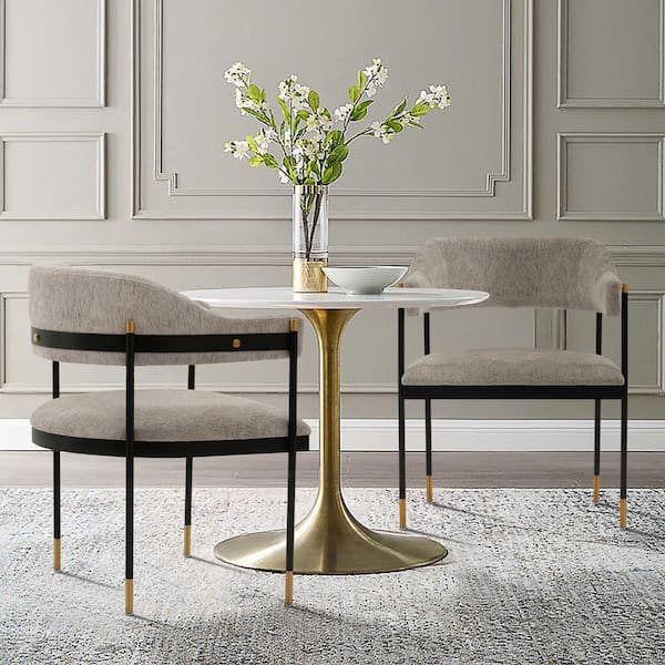 Manhattan Comfort Lia Stone Modern Chenille Upholstered Dining Armchair (Set of 2)