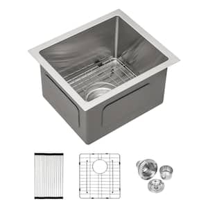 13 in. Undermount Single Bowls Stainless Steel Kitchen Sink with Accessories