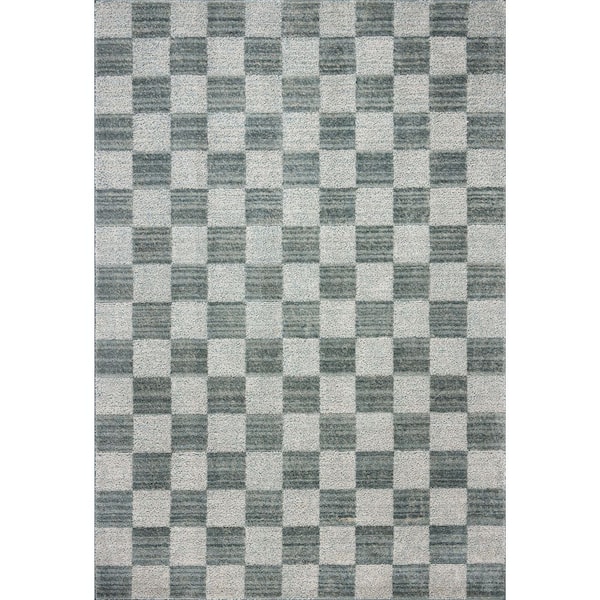Chris Love Julia Calvin Blue / Ivory 6 ft. 3 in. x 9 ft. 6 in. Contemporary Area Rug