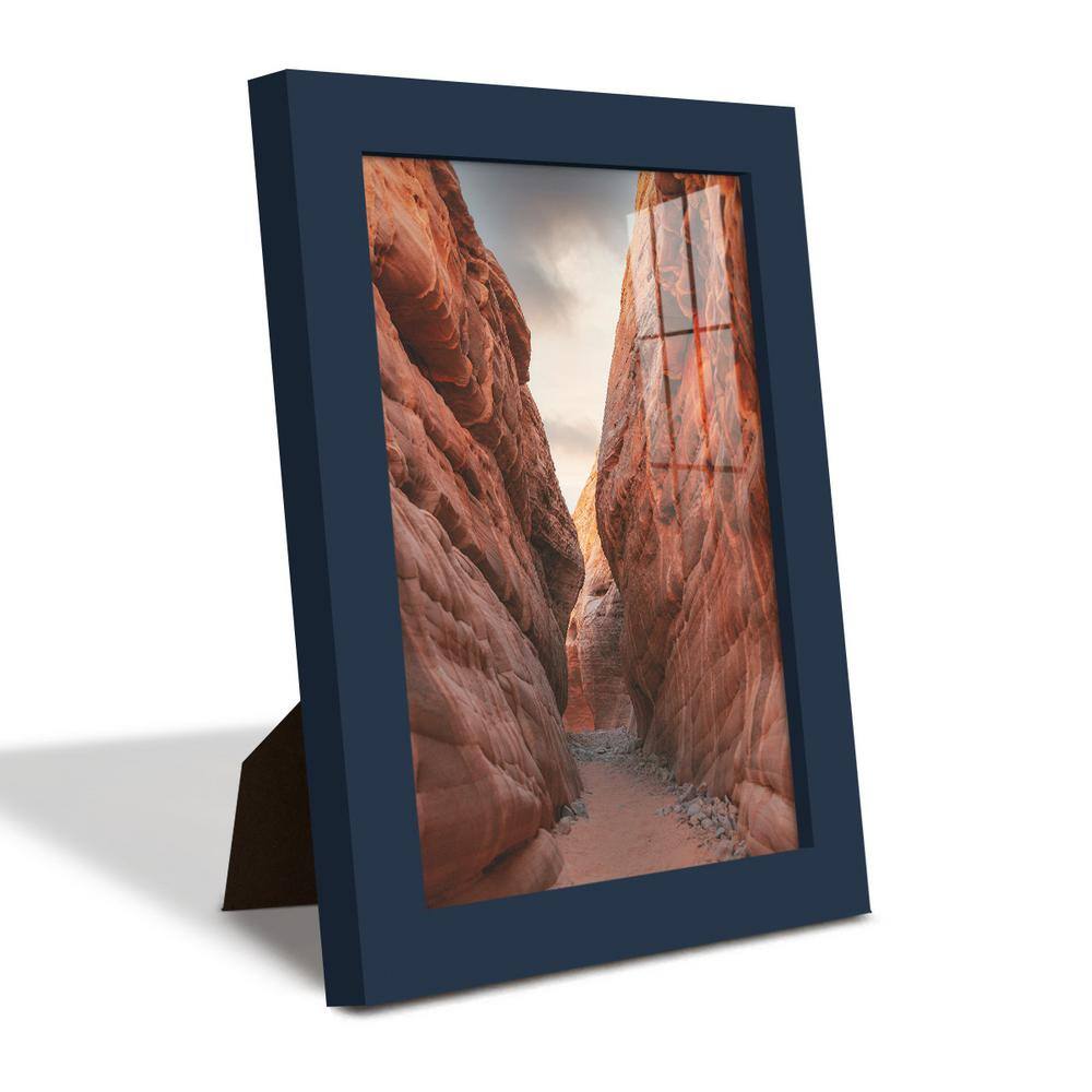 Modern Dark Blue 6" x 8" Wooden Picture Frame Set