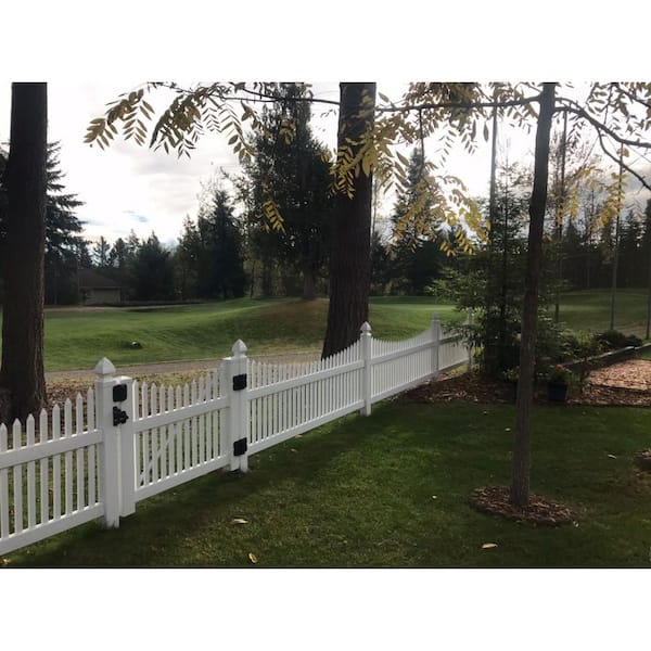 Barrington 5 ft. W x 4 ft. H White Vinyl Picket Fence Gate Kit Includes Gate Hardware