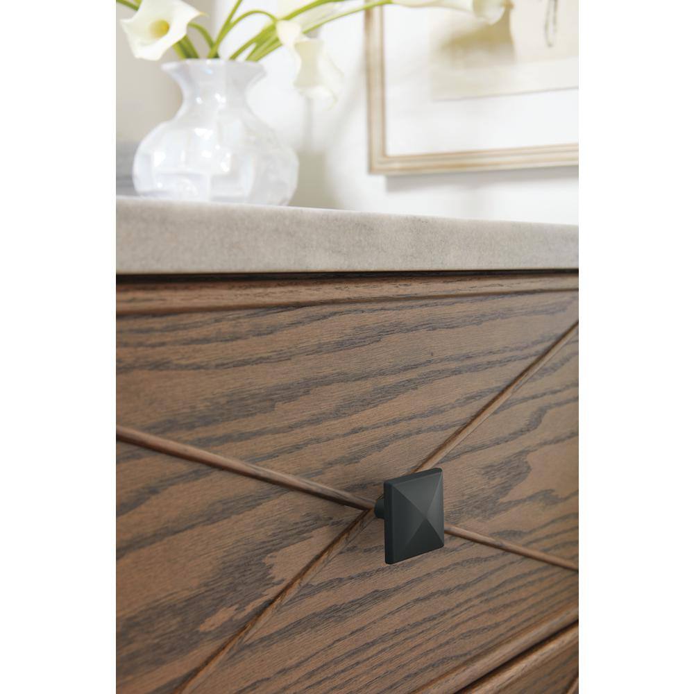 Matte Black Square Modern Cabinet Knob with Mounting Hardware