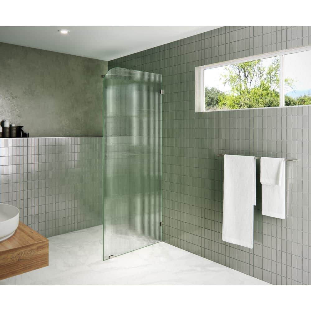 78" Tall Fluted Frosted Glass Frameless Shower Door Panel