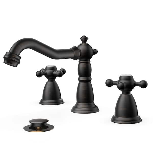 8 in. Widespread Double Handle Bathroom Faucet with Pop Up Drain in Oil-Rubbed Bronze