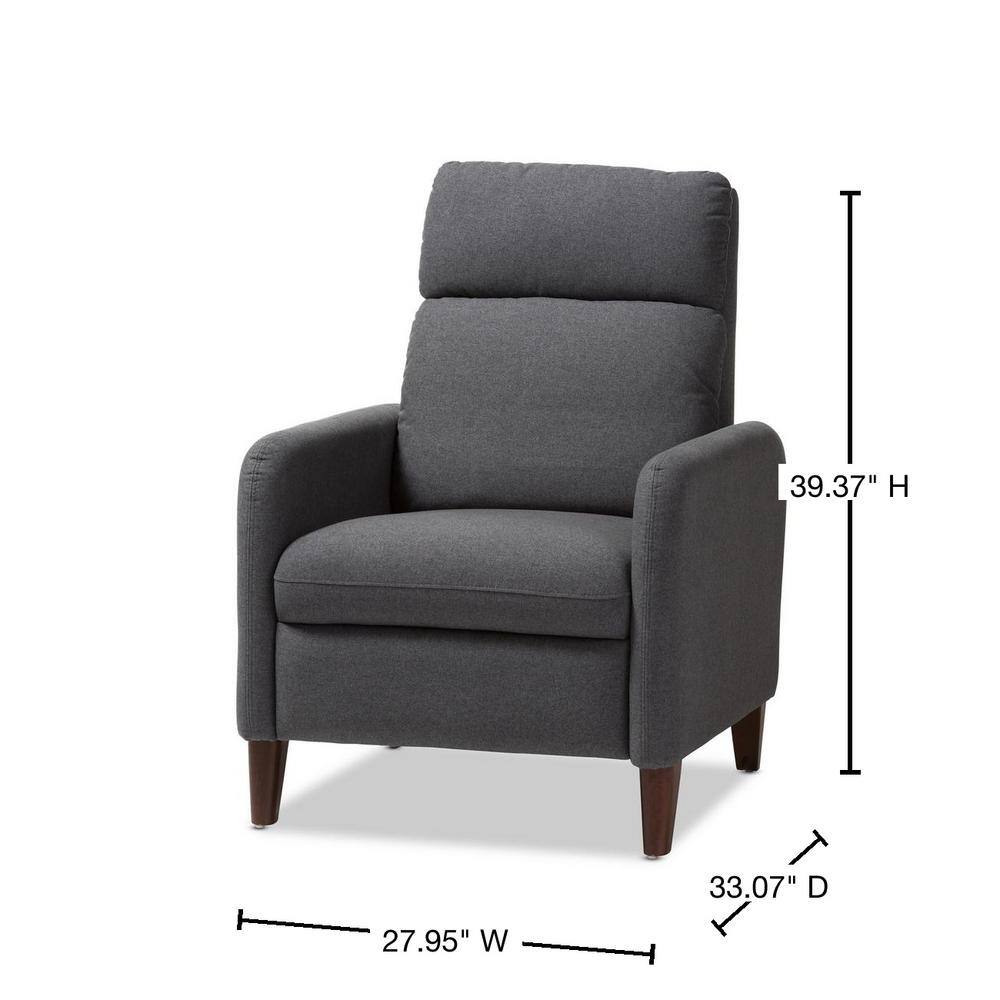 Casanova Mid-Century Modern Gray Fabric Recliner Chair