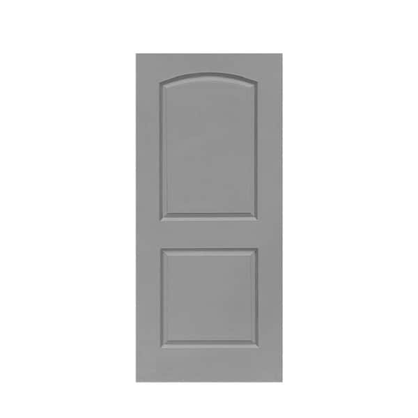 CALHOME 30 in. x 80 in. 2 Panel Hollow Core Light Gray Stained Composite MDF Round Top Interior Door Slab for Pocket Door