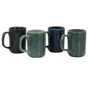 Mr. Sidewalk Blues 18 oz. 4-Piece Stoneware Mug Set Assorted Colors