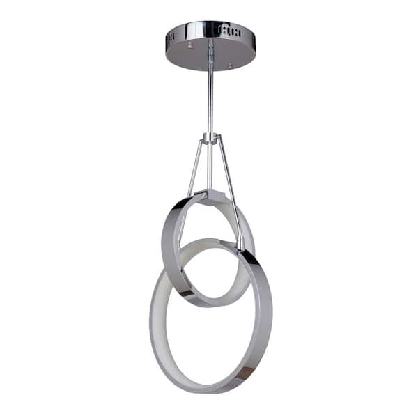 Anillo 30 Watt 2-Light Chrome Finish Circle Dimmable Integrated LED Pendant w/ Two-Ring Configuration