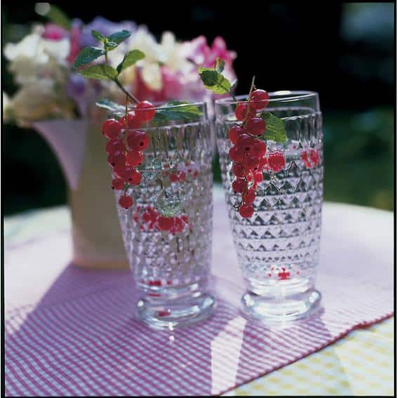Boston Clear Faceted Crystal Highball Glasses, Set of 4