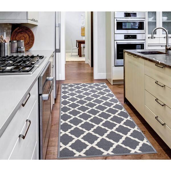 Kitchen Floor Mat With Gray Moroccan Tiles Deisgn. Kitchen Mat