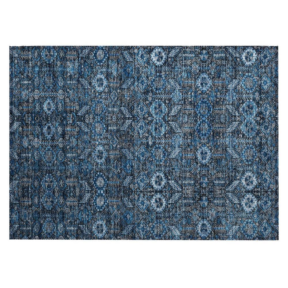 Blue and Black 2 ft. x 3 ft. Woven Floral Rectangle Indoor/Outdoor Area Rug price history on PriceWatchPro