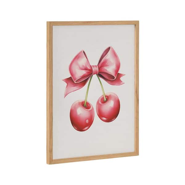 Kate and Laurel Gallery Coquette Preppy Retro Girly Red Pink Bow by The Creative Bunch Studio Natural Framed Art Print 12 in. x 16 in.