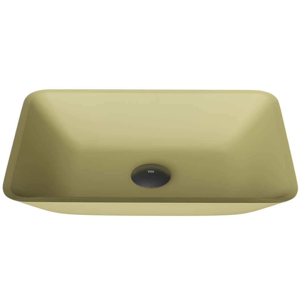 Citron Yellow Glass Rectangular Vessel Bathroom Sink