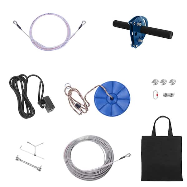 Karl home 118 ft. Zip Line Kit for Kids and Adult Outdoor Activity, Blue