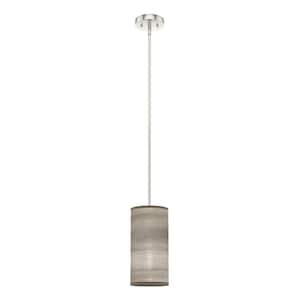 Solhaven 1-Light Brushed Nickel Island Mini-Pendant Light with Hardback Shade